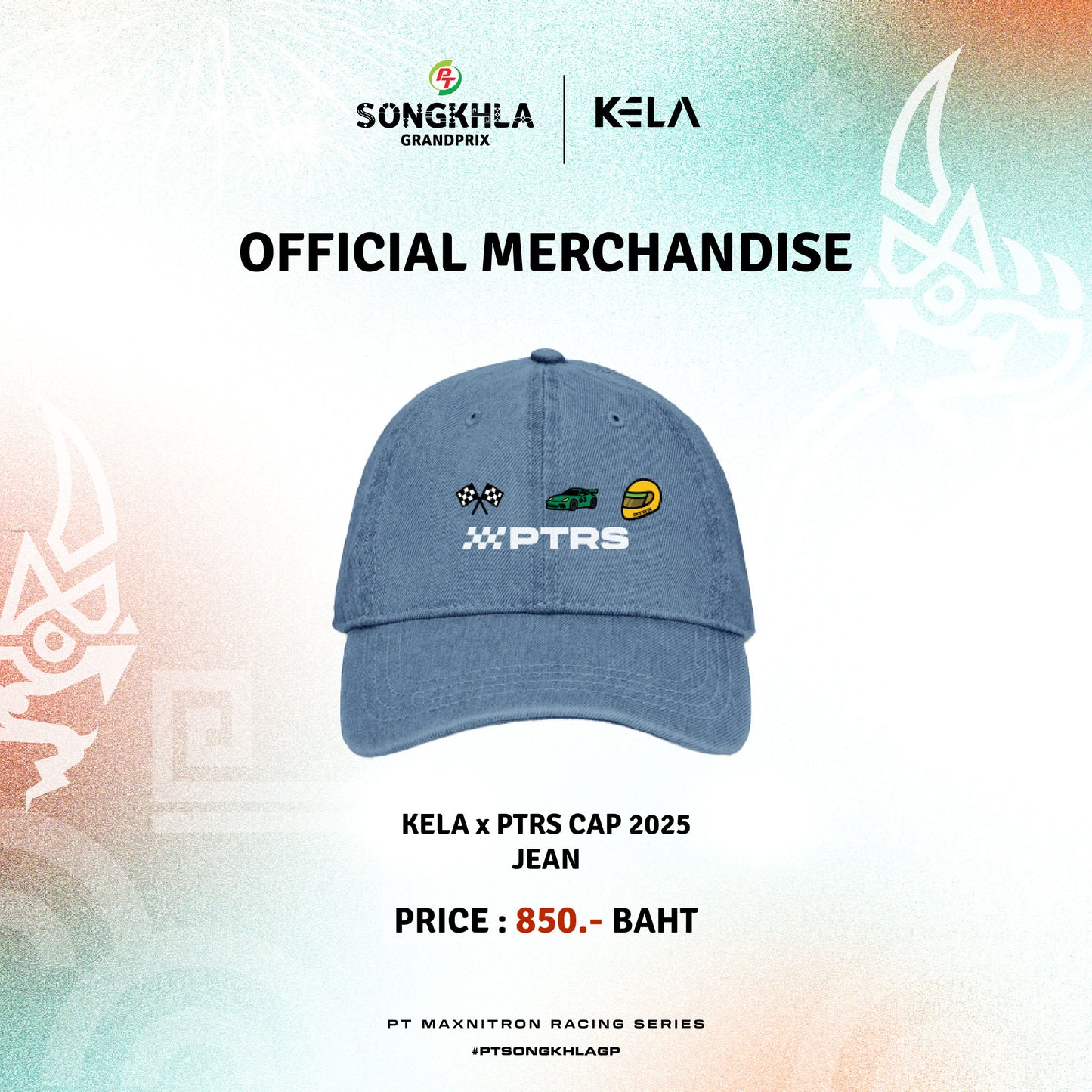 KELA x PTRS CAP 2025 JEAN / BLACK / หมวกแก๊ป + หมุดตกแต่ง