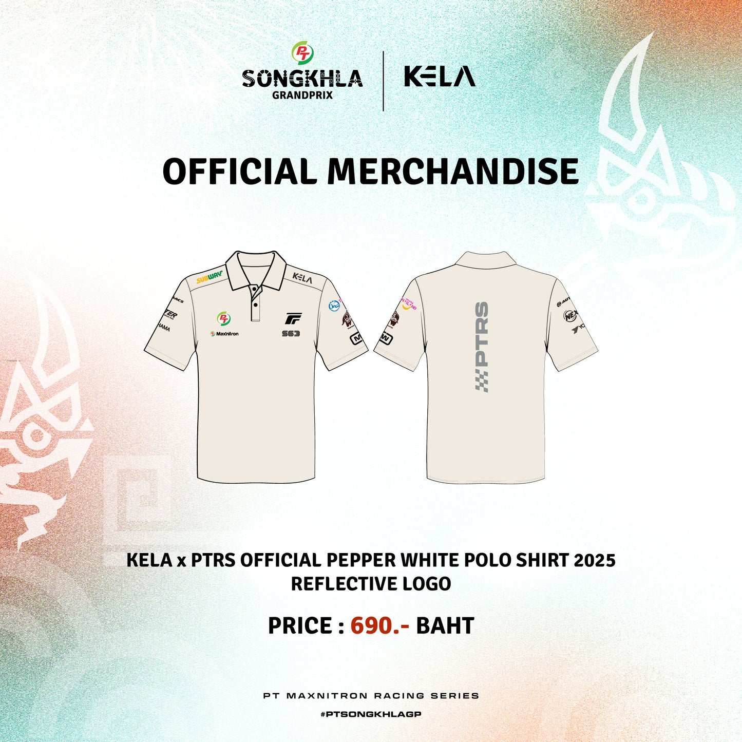 KELA x PTRS OFFICIAL Pepper White POLO SHIRT 2025 - REFLECTIVE LOGO