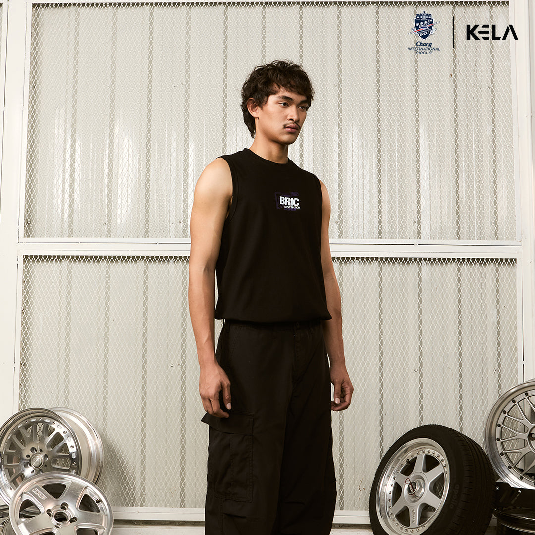 KELAXBRIC BLACK SLEEVELESS T- SHIRT 2025
