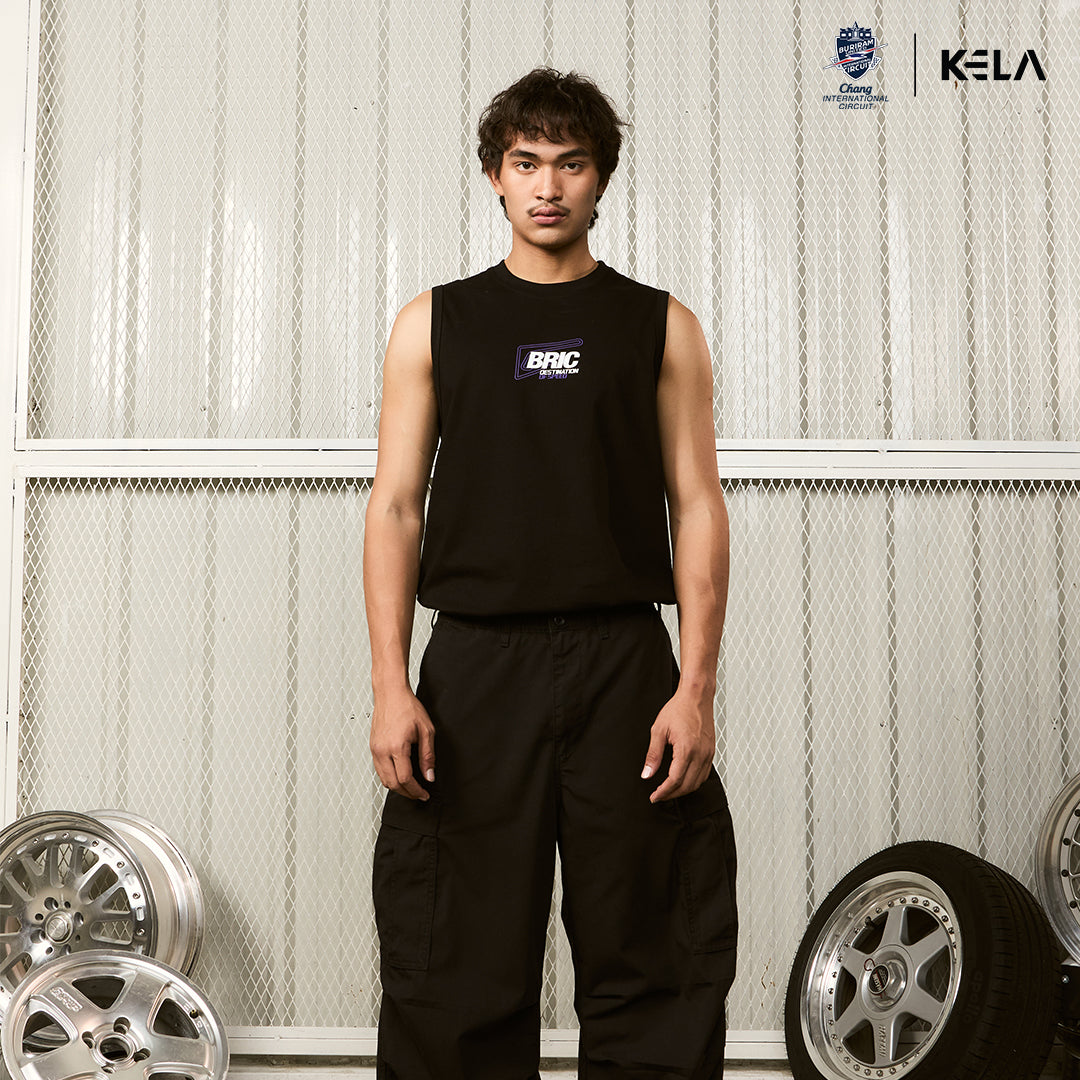 KELAXBRIC BLACK SLEEVELESS T- SHIRT 2025