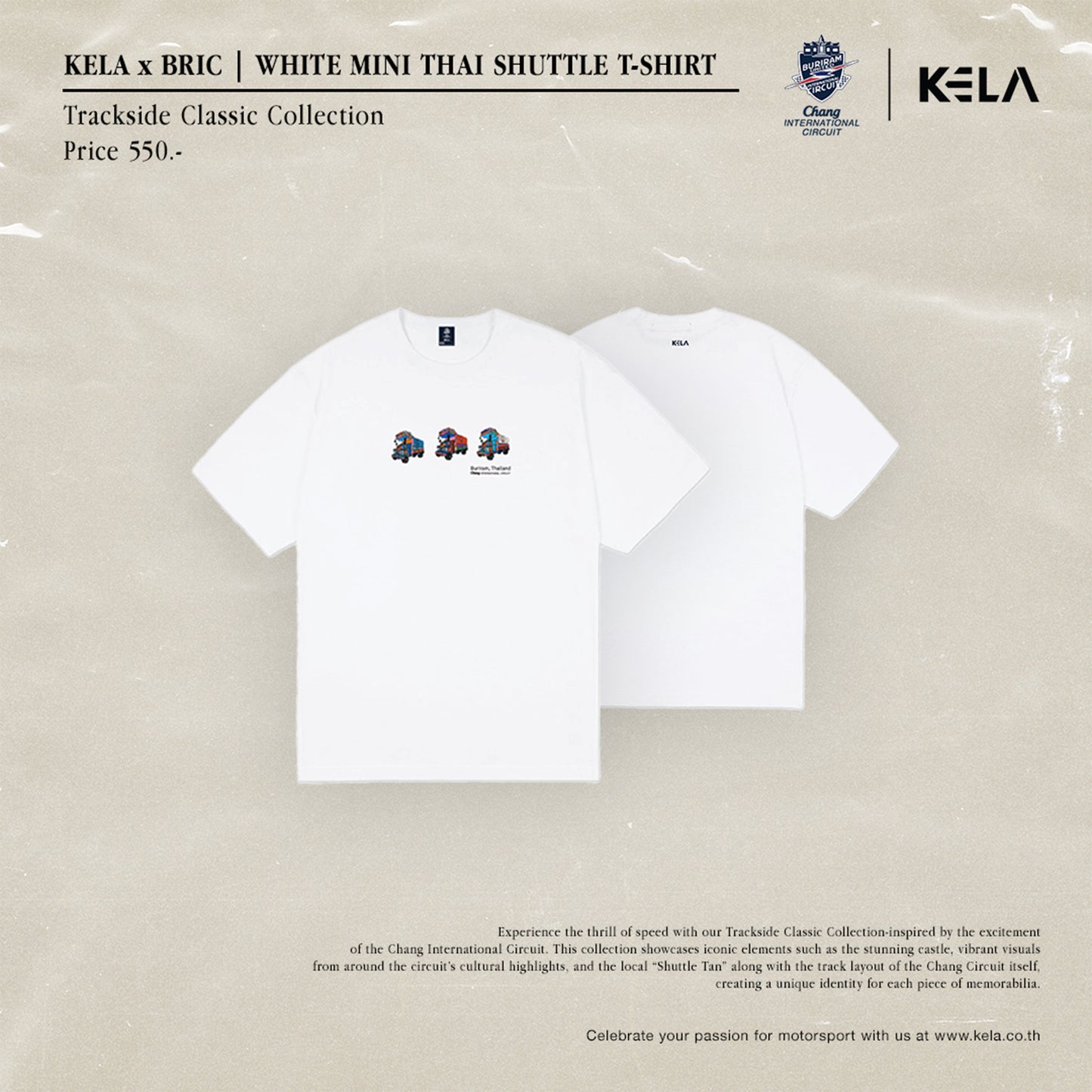 KELAXBRIC WHITE MINI THAI SHUTTLE T-SHIRT 2025
