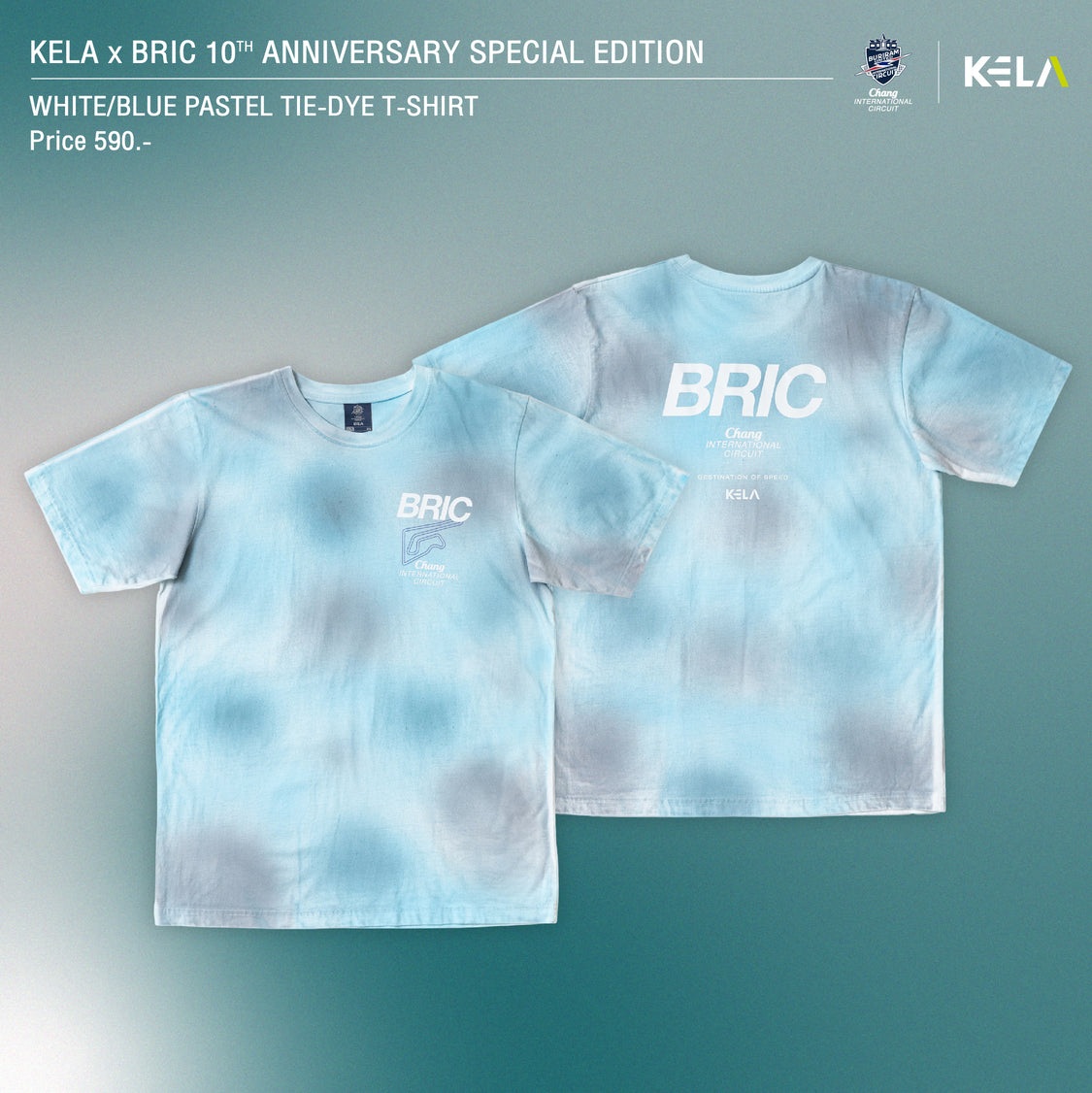 KELAxBRIC WHITE/BLUE PASTEL TIE-DYE T-SHIRT 2024