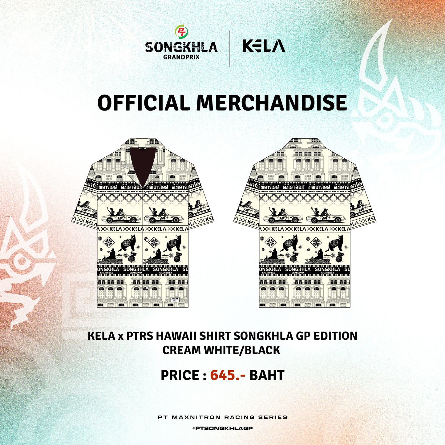 KELA x PTRS HAWAII SHIRT SONGKHLA GP EDITION - (CREAM WHITE/BLACK) เสื้อเชิ้ตฮาวาย สงขลา กรังปรีซ์ อิดิชั่น -(สีครีม/ดำ)