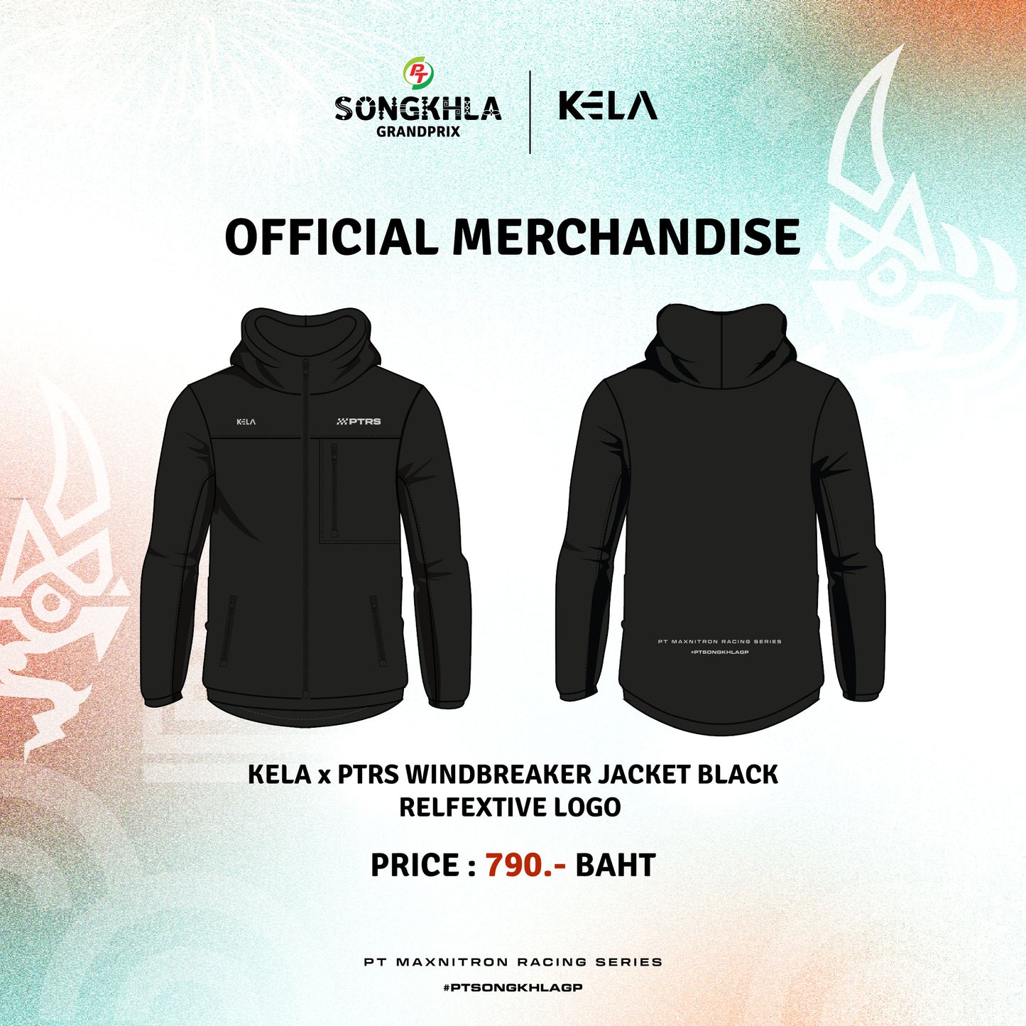 KELA x PTRS WINDBREAKER JACKET BLACK - REFLEXTIVE LOGO เสื้อแจ็คเก็ตกันลมสีดำ ลาย PTRS สะท้อนแสง